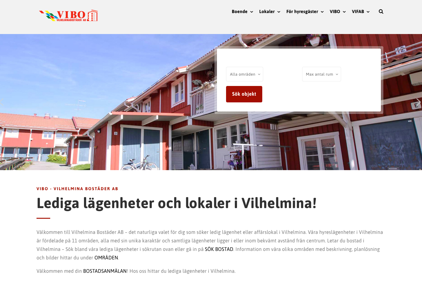 Utsnitt från nya webbsidan